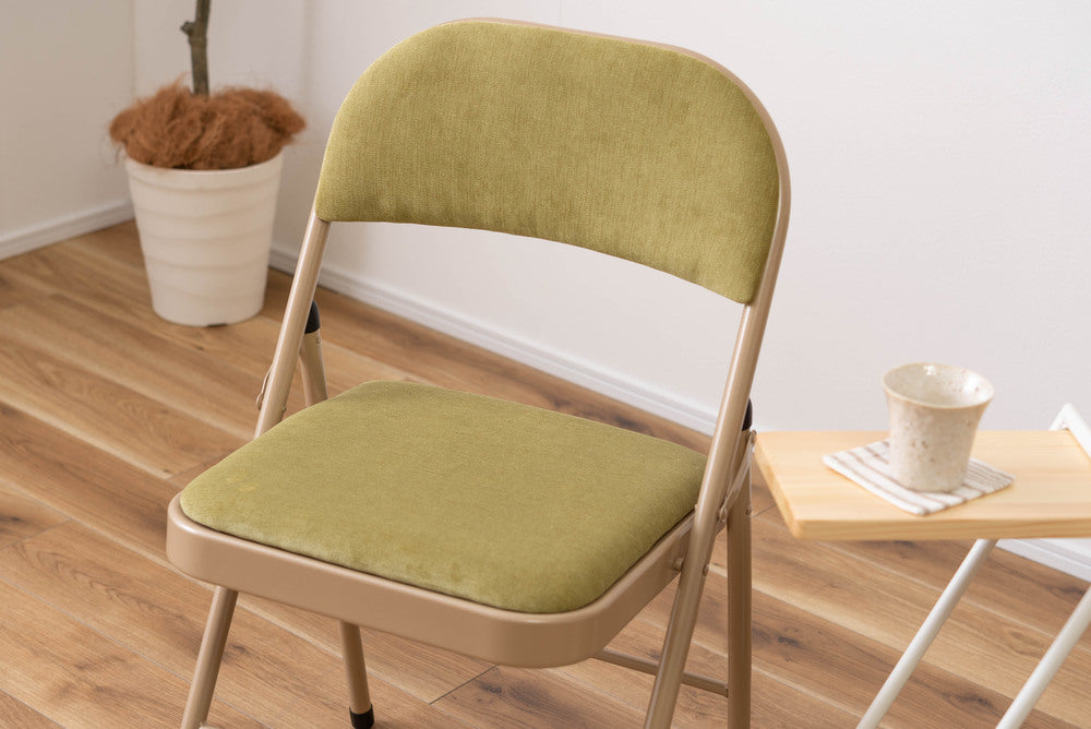 フォールディングチェア 折りたたみ式 4点セット 椅子 背もたれ付き ヴィンテージ デスクチェア ベロア調 チェア【az-pc33】