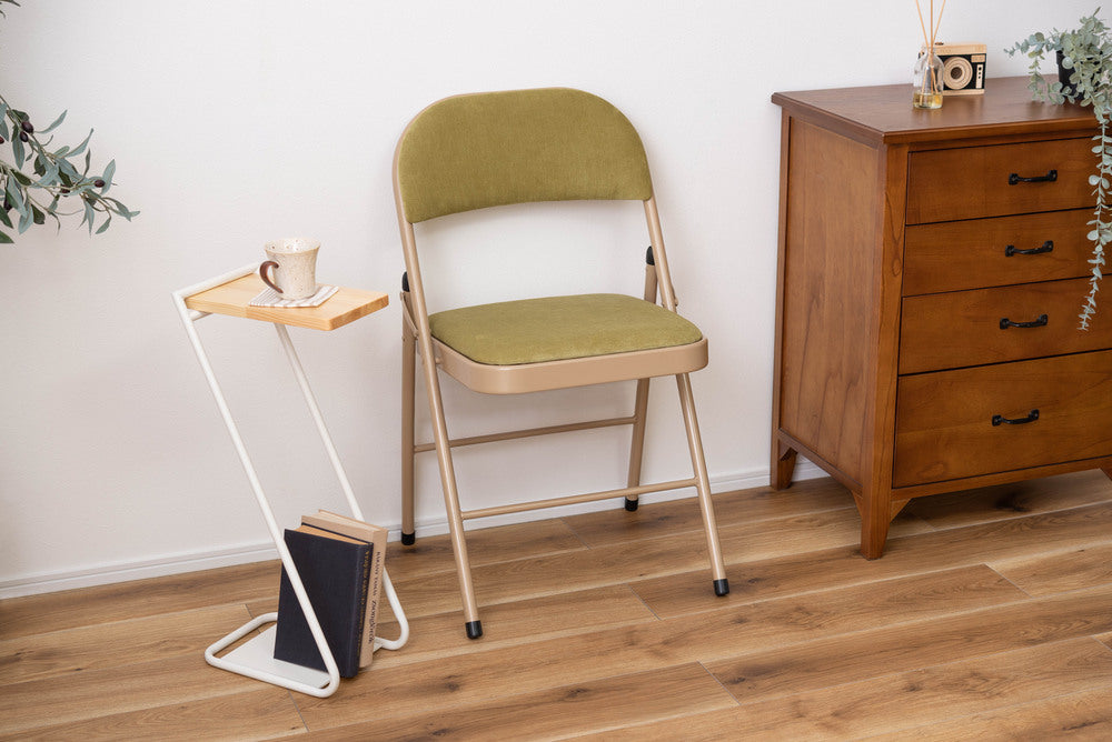 フォールディングチェア 折りたたみ式 4点セット 椅子 背もたれ付き ヴィンテージ デスクチェア ベロア調 チェア【az-pc33】