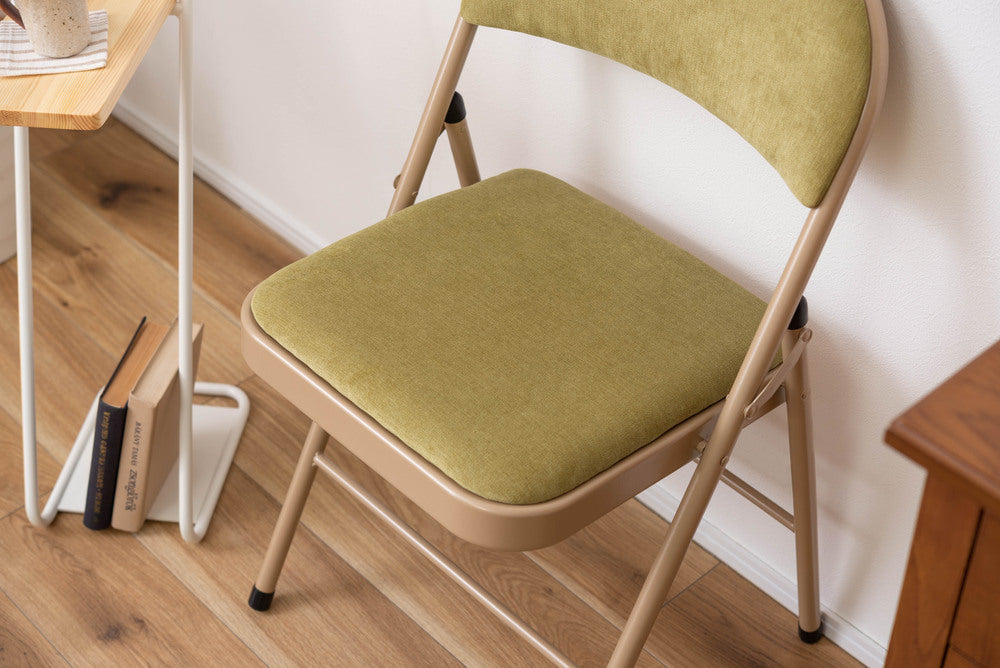 フォールディングチェア 折りたたみ式 4点セット 椅子 背もたれ付き ヴィンテージ デスクチェア ベロア調 チェア【az-pc33】