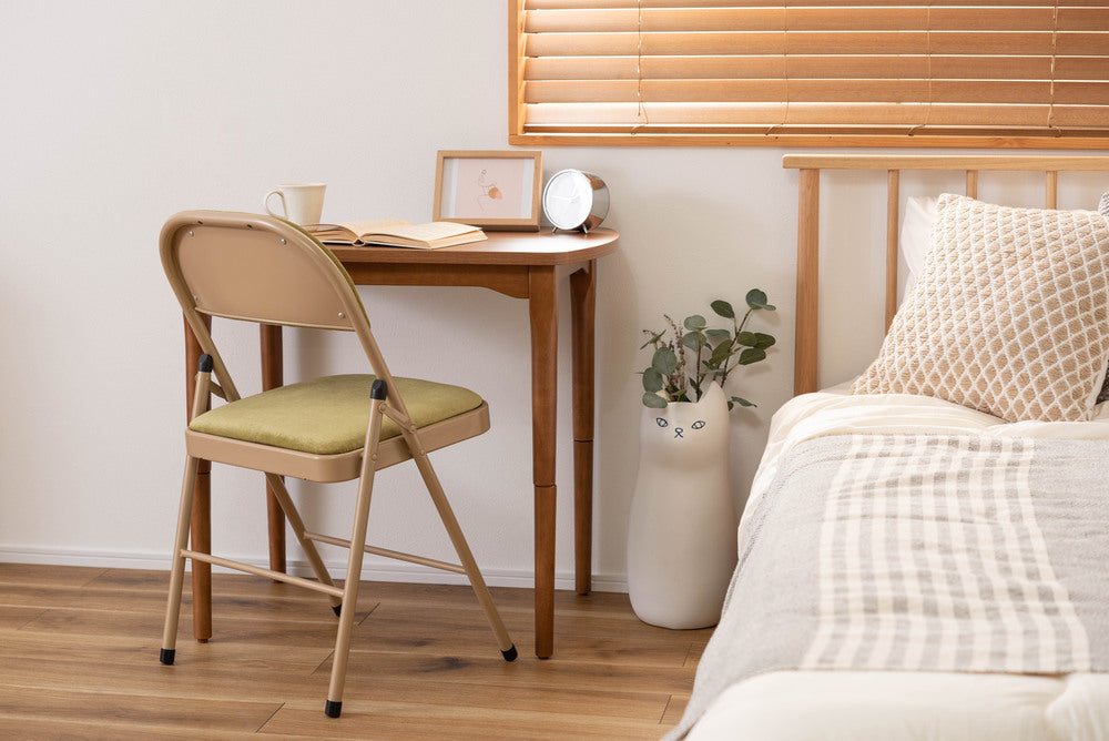 フォールディングチェア 折りたたみ式 4点セット 椅子 背もたれ付き ヴィンテージ デスクチェア ベロア調 チェア【az-pc33】