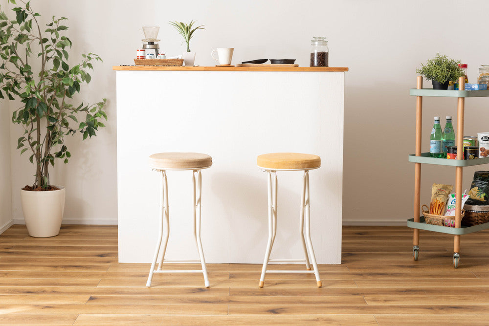 キッチンスツール 省スペース 白スチール脚