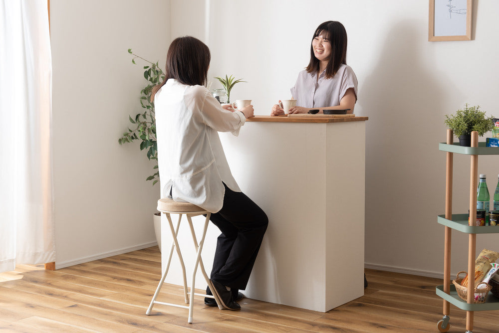 ロンダ ハイスツール 折りたたみ式 6点セット 椅子 背もたれなし 丸形 カウンタースツール ベロア調生地 フォールディングチェア【az-pc34】