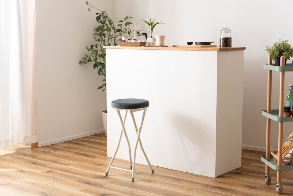 ロンダ ハイスツール 折りたたみ式 6点セット 椅子 背もたれなし 丸形 カウンタースツール ベロア調生地 フォールディングチェア【az-pc34】