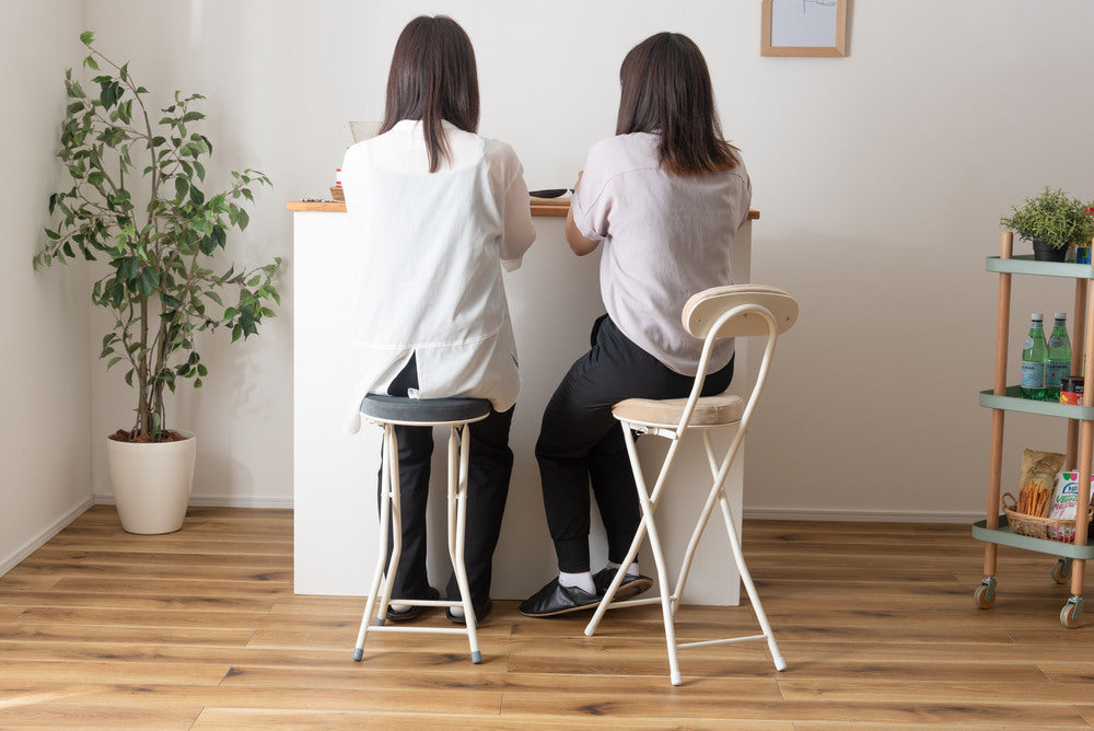 ロンダ ハイスツール 折りたたみ式 6点セット 椅子 背もたれなし 丸形 カウンタースツール ベロア調生地 フォールディングチェア【az-pc34】