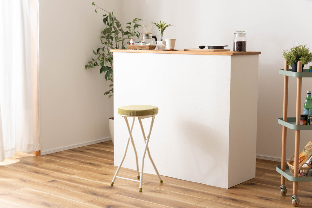 ロンダ ハイスツール 折りたたみ式 6点セット 椅子 背もたれなし 丸形 カウンタースツール ベロア調生地 フォールディングチェア【az-pc34】