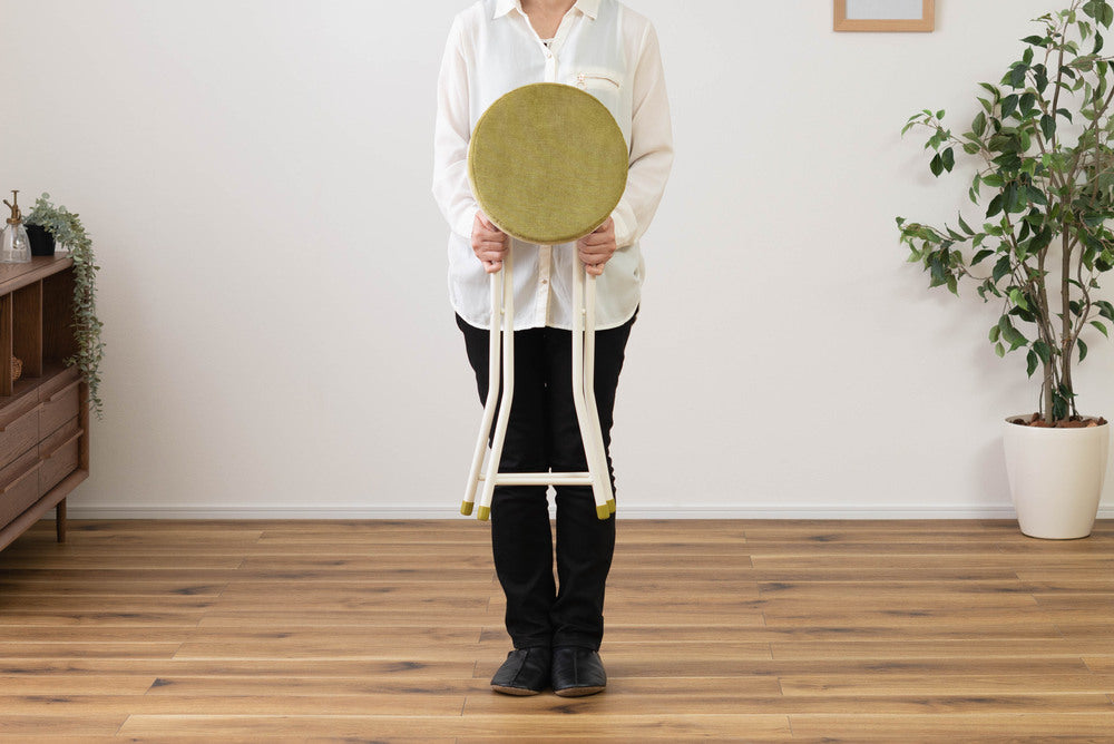 ロンダ ハイスツール 折りたたみ式 6点セット 椅子 背もたれなし 丸形 カウンタースツール ベロア調生地 フォールディングチェア【az-pc34】