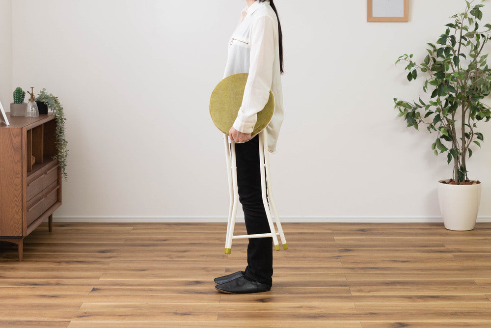 ロンダ ハイスツール 折りたたみ式 6点セット 椅子 背もたれなし 丸形 カウンタースツール ベロア調生地 フォールディングチェア【az-pc34】