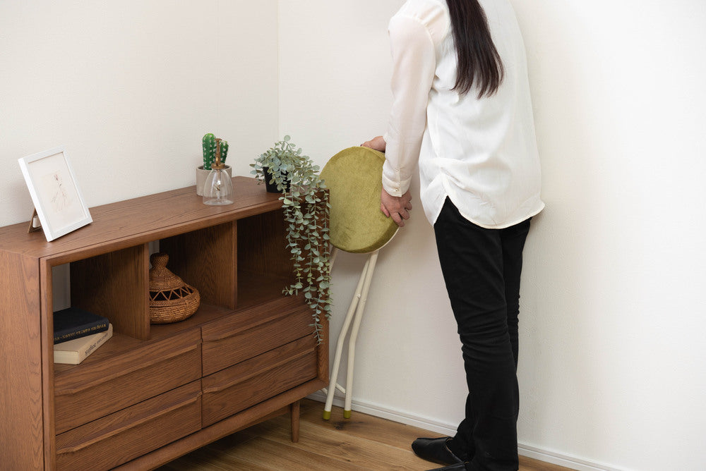 ロンダ ハイスツール 折りたたみ式 6点セット 椅子 背もたれなし 丸形 カウンタースツール ベロア調生地 フォールディングチェア【az-pc34】