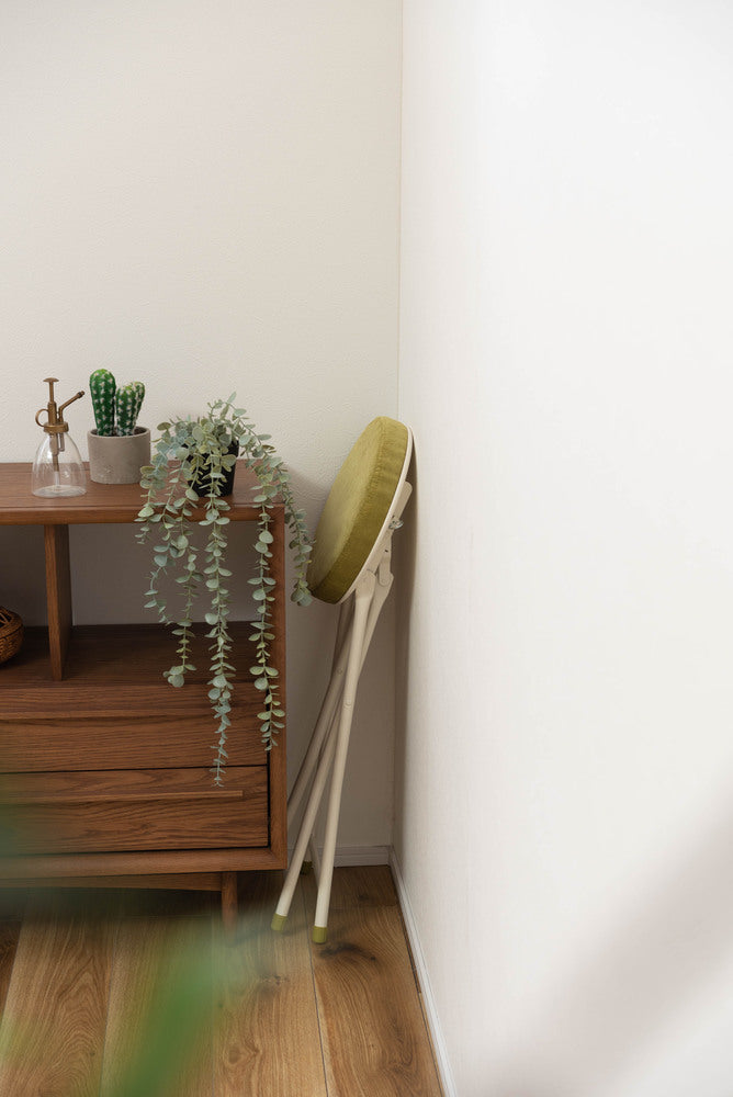 ロンダ ハイスツール 折りたたみ式 6点セット 椅子 背もたれなし 丸形 カウンタースツール ベロア調生地 フォールディングチェア【az-pc34】