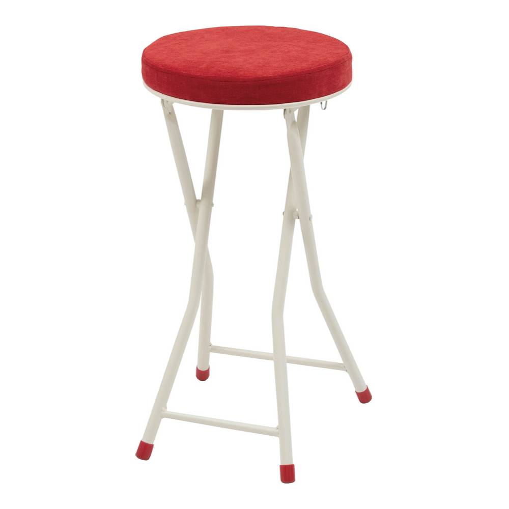 レッド カウンタースツール 白スチール脚