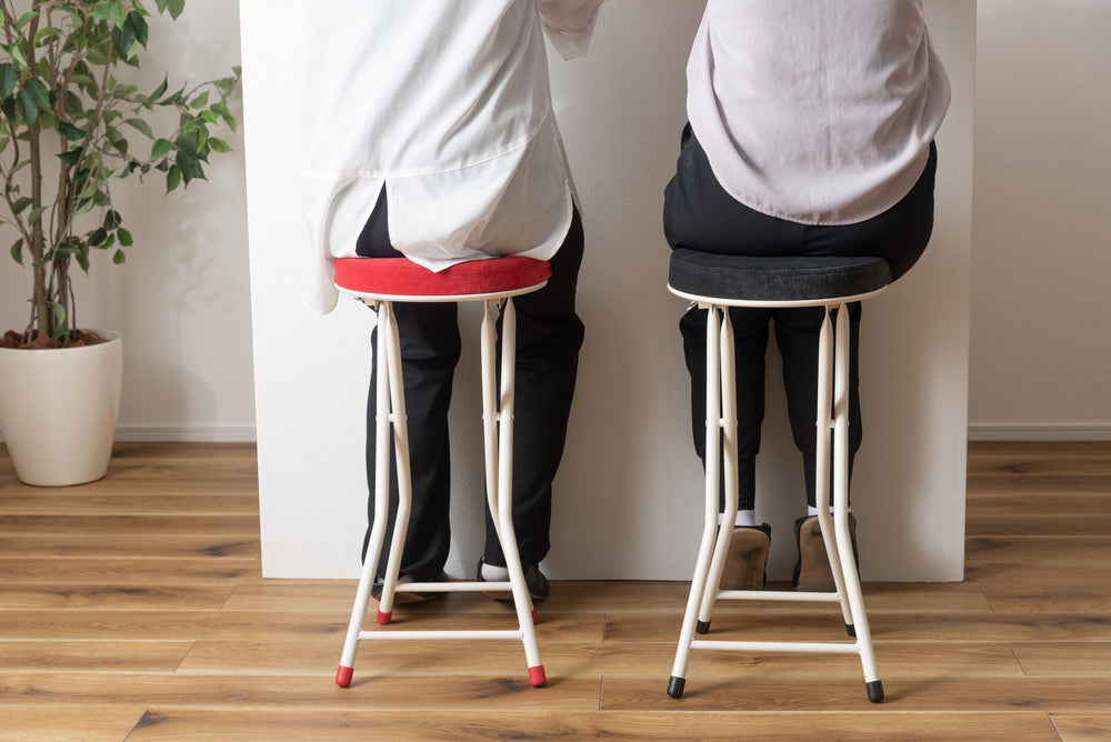 ロンダ ハイスツール 折りたたみ式 6点セット 椅子 背もたれなし 丸形 カウンタースツール ベロア調生地 フォールディングチェア【az-pc34】