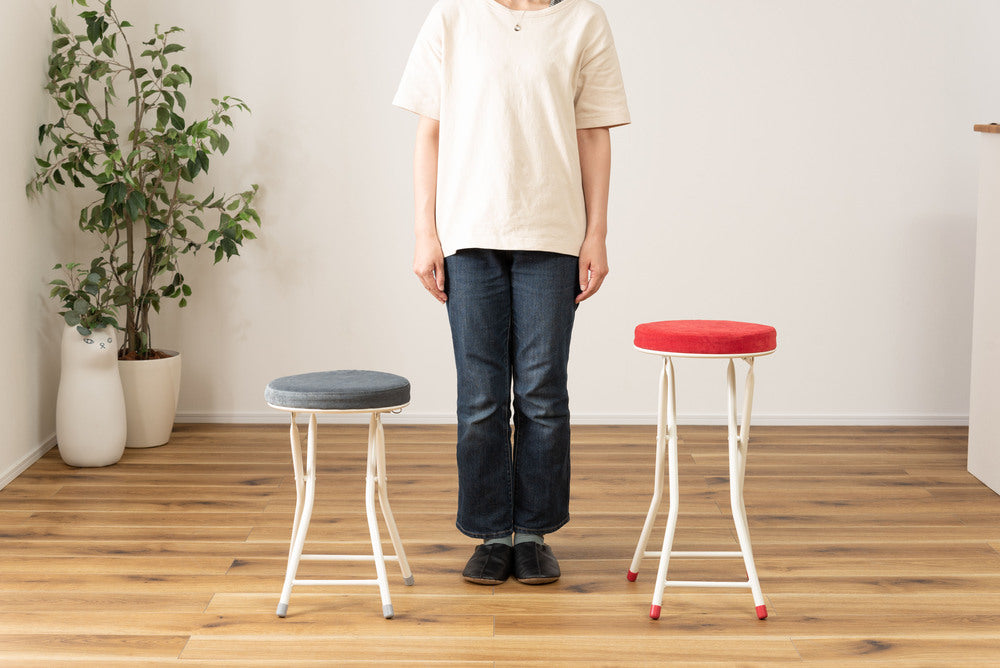 ロンダ ハイスツール 折りたたみ式 6点セット 椅子 背もたれなし 丸形 カウンタースツール ベロア調生地 フォールディングチェア【az-pc34】