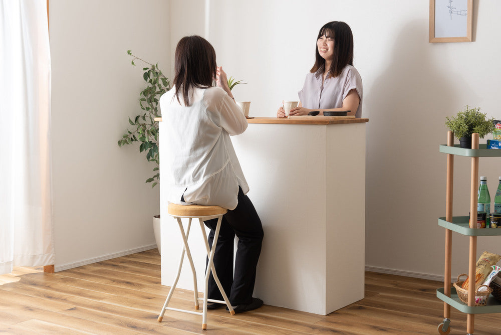 ロンダ ハイスツール 折りたたみ式 6点セット 椅子 背もたれなし 丸形 カウンタースツール ベロア調生地 フォールディングチェア【az-pc34】