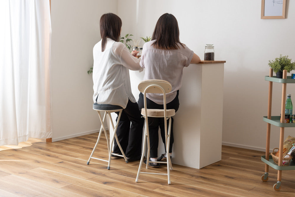 ロンダ ハイチェア フォールディングチェア 折りたたみ式 4点セット 椅子 背もたれ付き 丸形 カウンター【az-pc35】