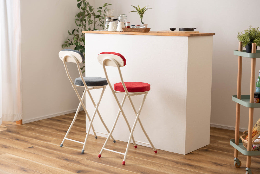 ロンダ ハイチェア フォールディングチェア 折りたたみ式 4点セット 椅子 背もたれ付き 丸形 カウンター【az-pc35】