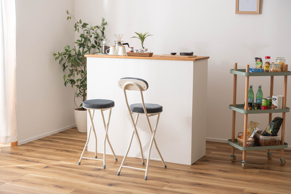 ロンダ ハイチェア フォールディングチェア 折りたたみ式 4点セット 椅子 背もたれ付き 丸形 カウンター【az-pc35】