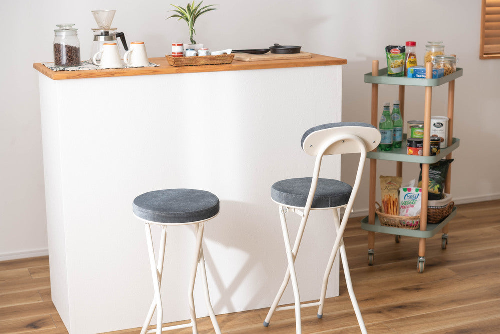 ロンダ ハイチェア フォールディングチェア 折りたたみ式 4点セット 椅子 背もたれ付き 丸形 カウンター【az-pc35】