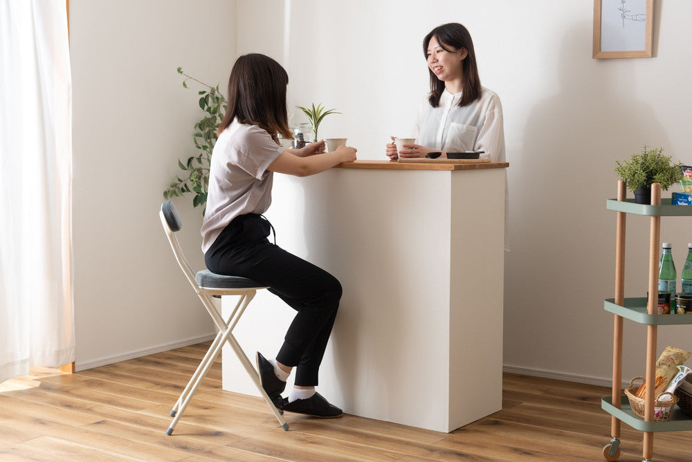 ロンダ ハイチェア フォールディングチェア 折りたたみ式 4点セット 椅子 背もたれ付き 丸形 カウンター【az-pc35】