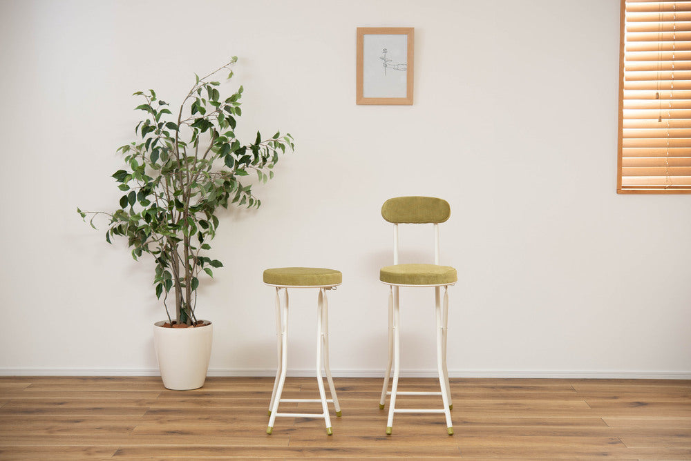 ロンダ ハイチェア フォールディングチェア 折りたたみ式 4点セット 椅子 背もたれ付き 丸形 カウンター【az-pc35】