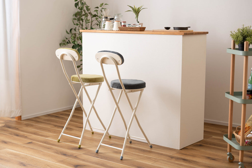 ロンダ ハイチェア フォールディングチェア 折りたたみ式 4点セット 椅子 背もたれ付き 丸形 カウンター【az-pc35】