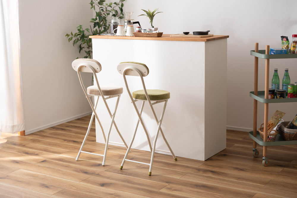 ロンダ ハイチェア フォールディングチェア 折りたたみ式 4点セット 椅子 背もたれ付き 丸形 カウンター【az-pc35】