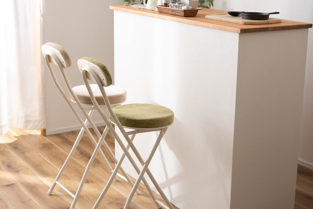 ロンダ ハイチェア フォールディングチェア 折りたたみ式 4点セット 椅子 背もたれ付き 丸形 カウンター【az-pc35】