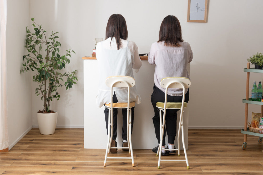 ロンダ ハイチェア フォールディングチェア 折りたたみ式 4点セット 椅子 背もたれ付き 丸形 カウンター【az-pc35】