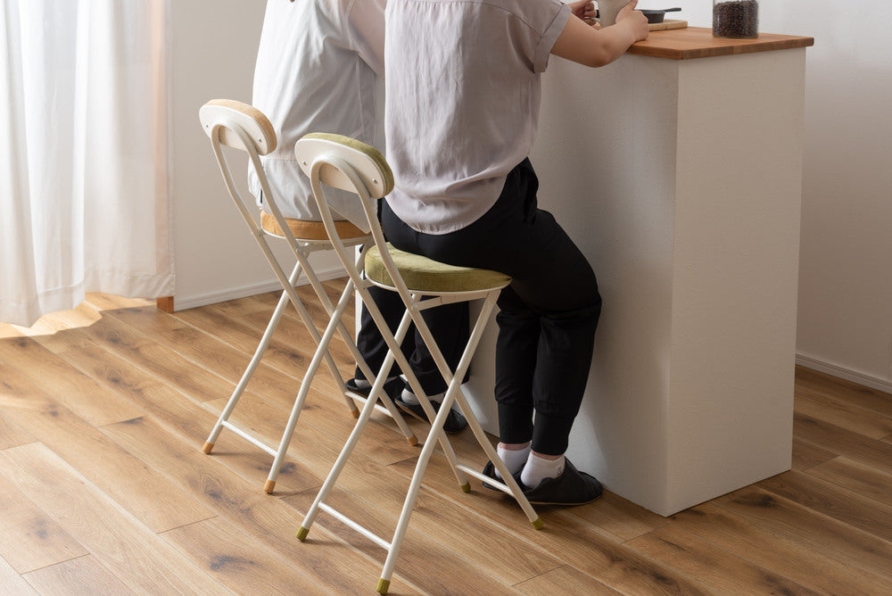 ロンダ ハイチェア フォールディングチェア 折りたたみ式 4点セット 椅子 背もたれ付き 丸形 カウンター【az-pc35】