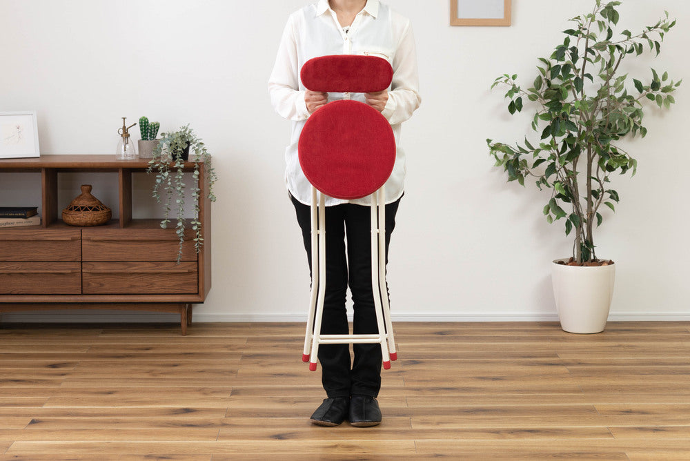 ロンダ ハイチェア フォールディングチェア 折りたたみ式 4点セット 椅子 背もたれ付き 丸形 カウンター【az-pc35】