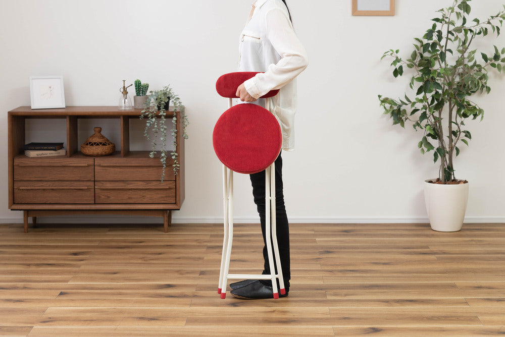 ロンダ ハイチェア フォールディングチェア 折りたたみ式 4点セット 椅子 背もたれ付き 丸形 カウンター【az-pc35】