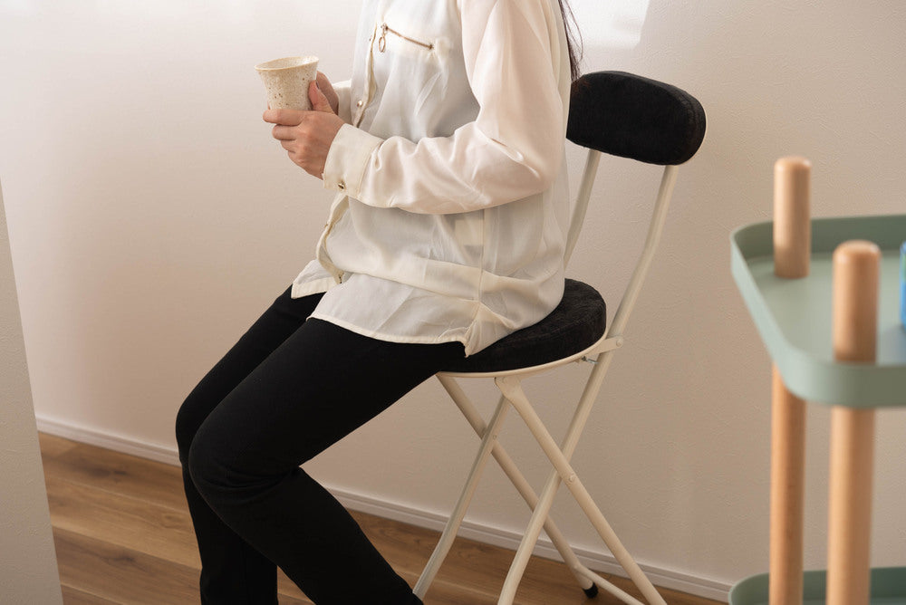 ロンダ ハイチェア フォールディングチェア 折りたたみ式 4点セット 椅子 背もたれ付き 丸形 カウンター【az-pc35】