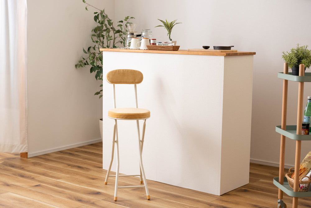 ロンダ ハイチェア フォールディングチェア 折りたたみ式 4点セット 椅子 背もたれ付き 丸形 カウンター【az-pc35】