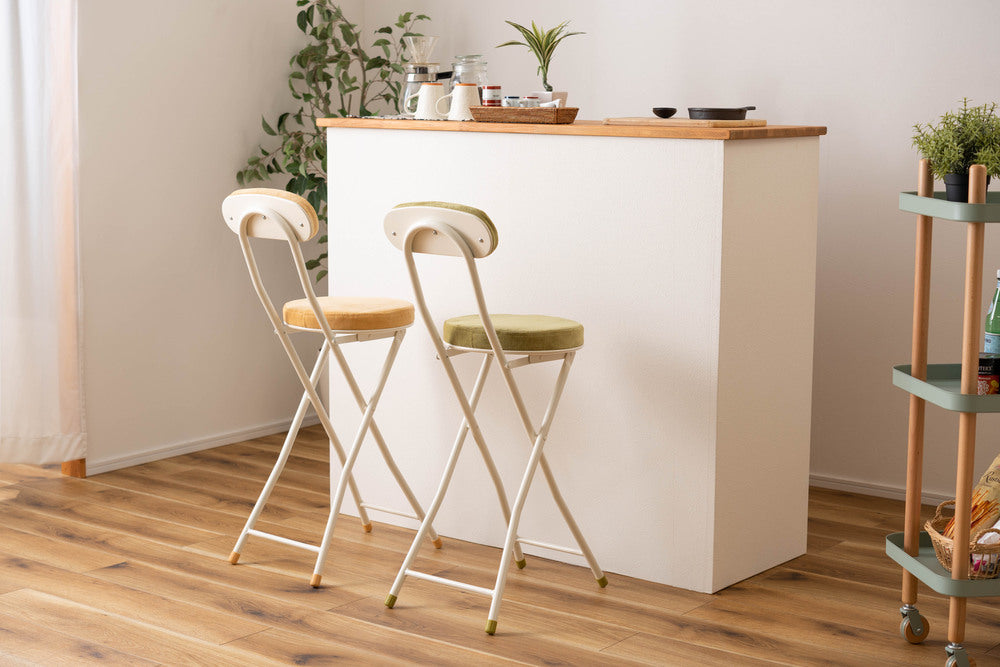 ロンダ ハイチェア フォールディングチェア 折りたたみ式 4点セット 椅子 背もたれ付き 丸形 カウンター【az-pc35】