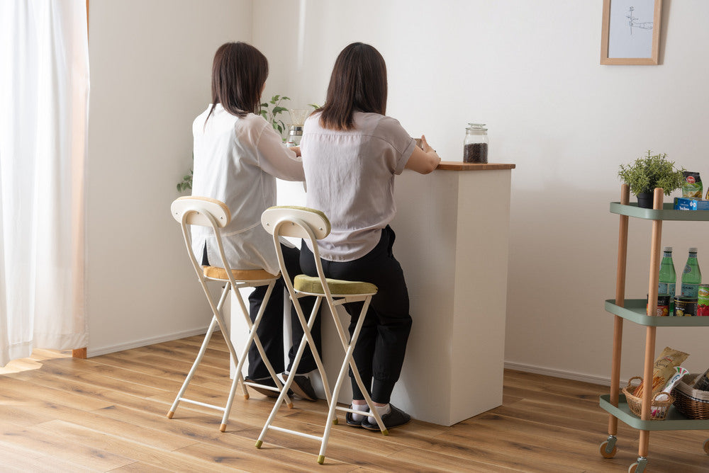 ロンダ ハイチェア フォールディングチェア 折りたたみ式 4点セット 椅子 背もたれ付き 丸形 カウンター【az-pc35】