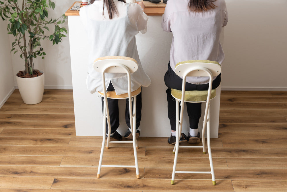 ロンダ ハイチェア フォールディングチェア 折りたたみ式 4点セット 椅子 背もたれ付き 丸形 カウンター【az-pc35】