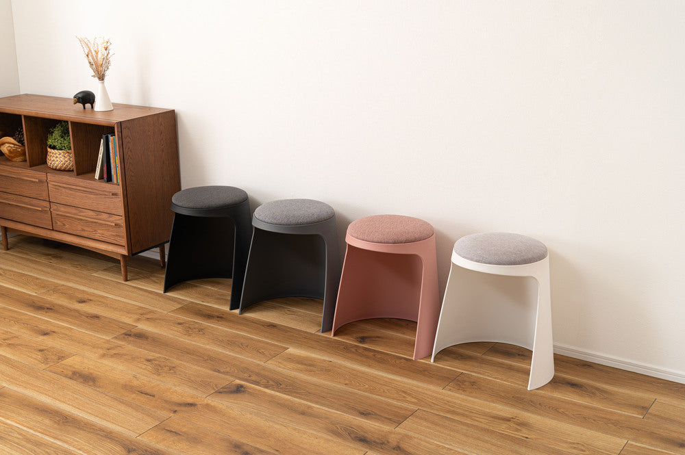 カヌレ スツール 丸形 スタッキング 椅子 4脚セット シンプル 玄関椅子 収納スツール【az-toe128】