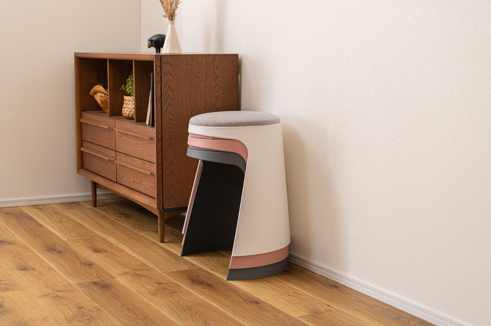 カヌレ スツール 丸形 スタッキング 椅子 4脚セット シンプル 玄関椅子 収納スツール【az-toe128】