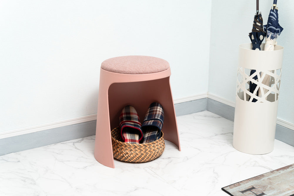 カヌレ スツール 丸形 スタッキング 椅子 4脚セット シンプル 玄関椅子 収納スツール【az-toe128】