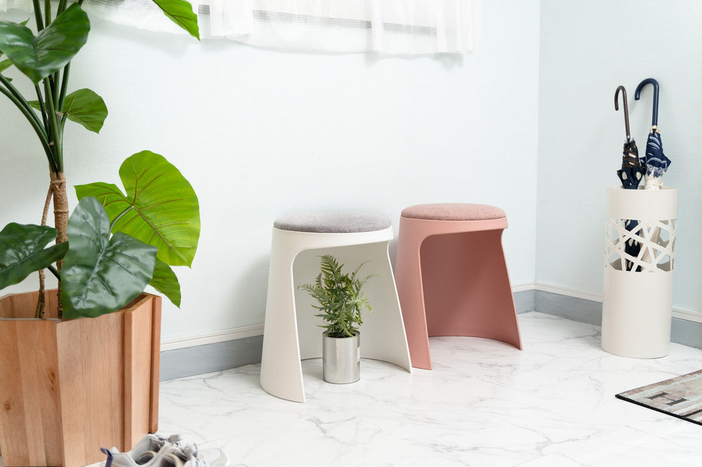 カヌレ スツール 丸形 スタッキング 椅子 4脚セット シンプル 玄関椅子 収納スツール【az-toe128】