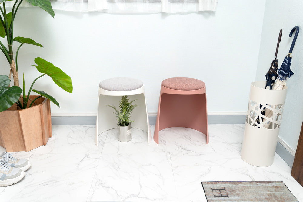 カヌレ スツール 丸形 スタッキング 椅子 4脚セット シンプル 玄関椅子 収納スツール【az-toe128】