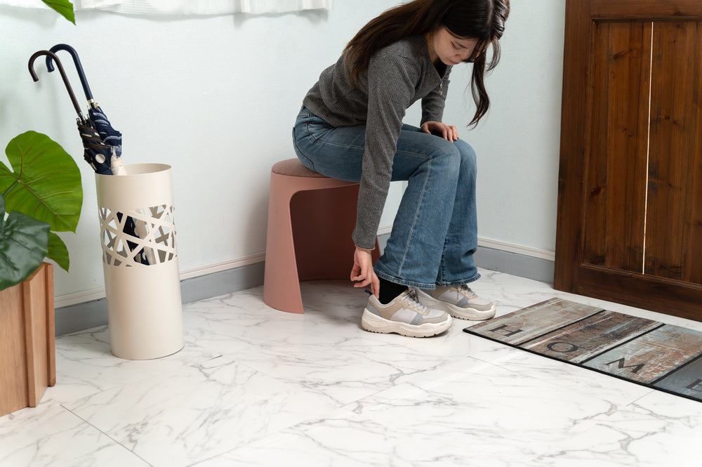 カヌレ スツール 丸形 スタッキング 椅子 4脚セット シンプル 玄関椅子 収納スツール【az-toe128】