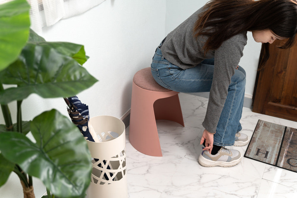 カヌレ スツール 丸形 スタッキング 椅子 4脚セット シンプル 玄関椅子 収納スツール【az-toe128】