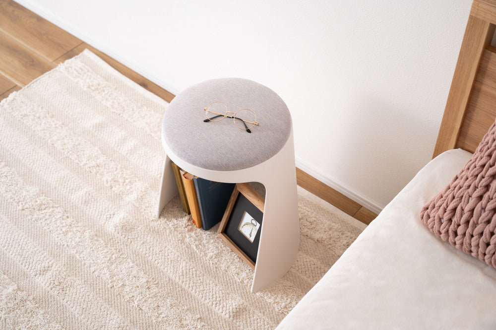 カヌレ スツール 丸形 スタッキング 椅子 4脚セット シンプル 玄関椅子 収納スツール【az-toe128】