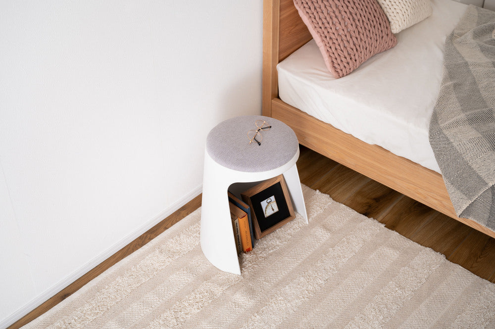 カヌレ スツール 丸形 スタッキング 椅子 4脚セット シンプル 玄関椅子 収納スツール【az-toe128】