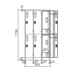 プッシュキー 3列2段 トレニンーグジムのロッカー