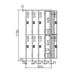 プッシュ錠ロッカー 4列2段 更衣ロッカー