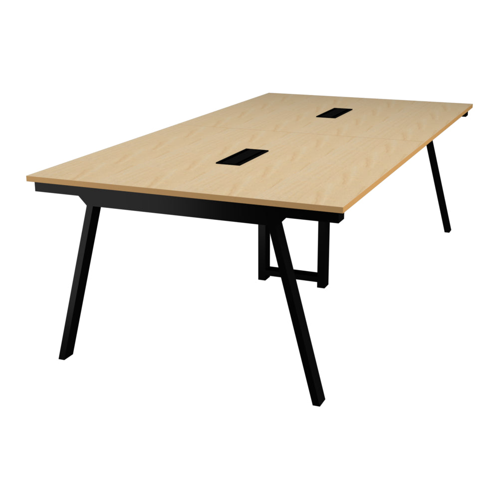 ミーティングテーブル スラント脚 木目調テーブル