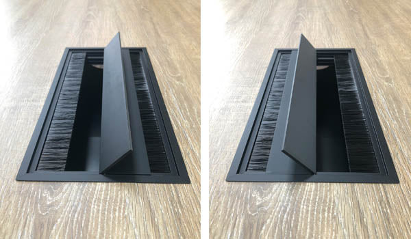 コードホール付き 両面用 左右開閉式 艶消しブラック