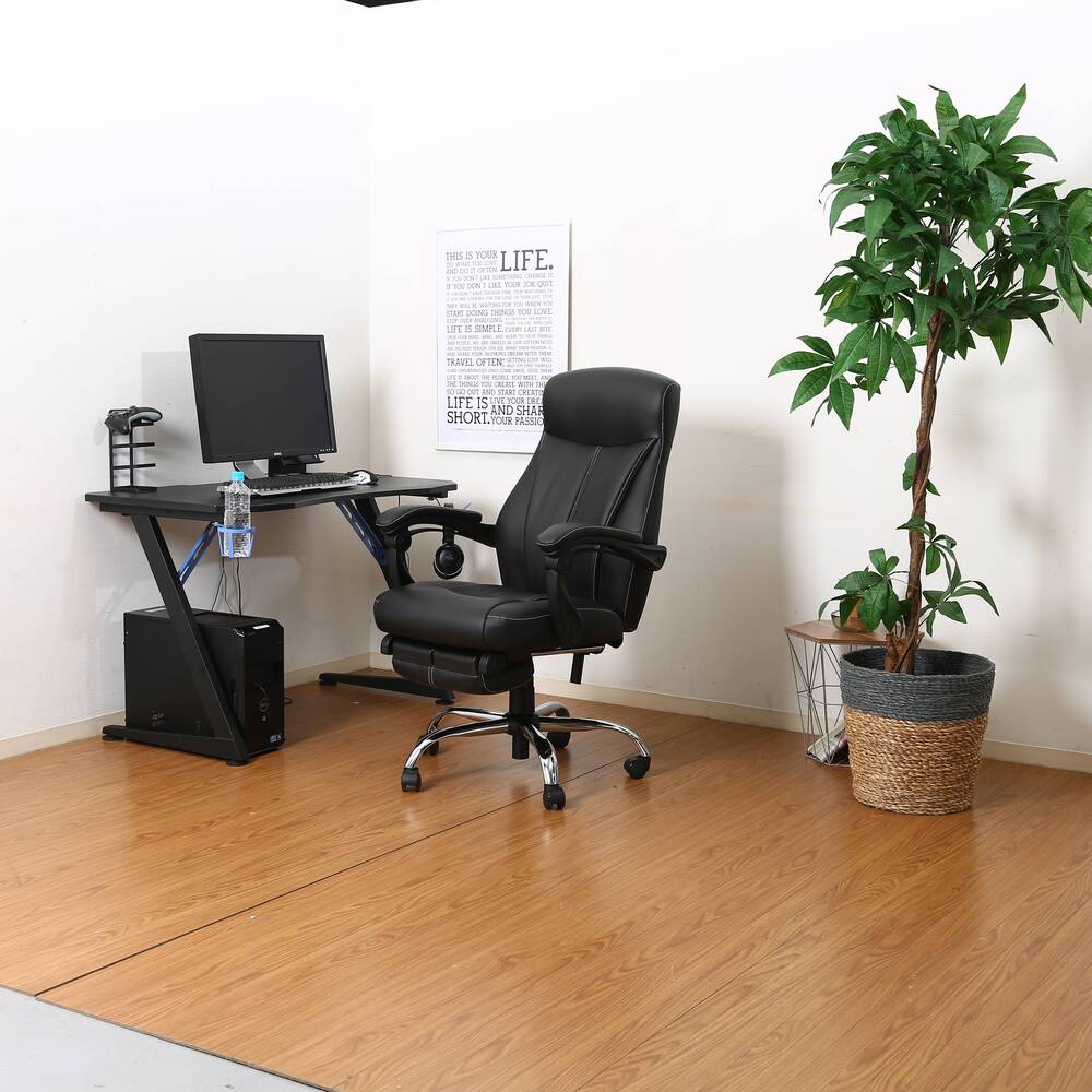 リクライニングチェア ゼクス ブラウン ブラック 多機能チェア ハイバック フットレスト 厚みクッション PCチェア 【FB1550】