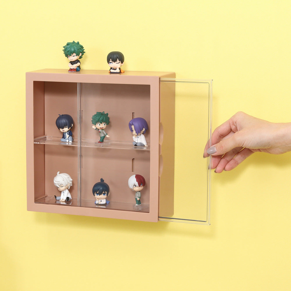 コレクションケース kake カプセルトイ 壁掛け可能 スライド扉 スリット棚 フィギュアケース【FB29022】